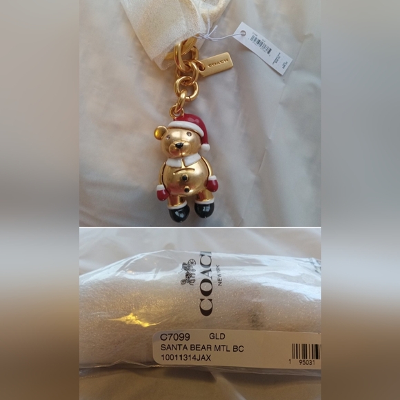 New Coach Santa Bear 3D Tote Charm/With Clip.New With Tags - Picture 2 of 4